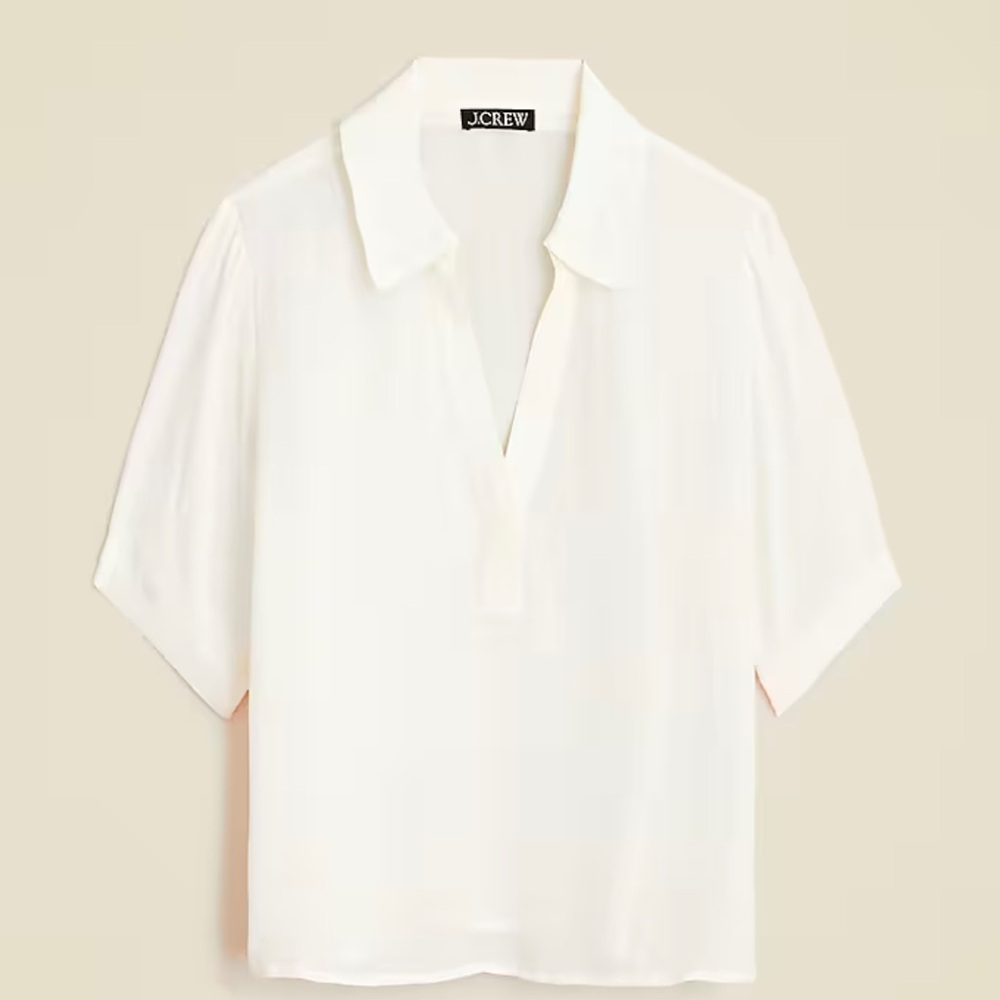 J Crew Bungalow popover top in crepe de chine